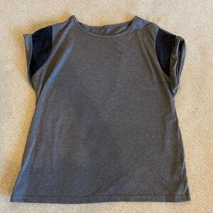 Gray T-Shirt with Black Lace Sleeves